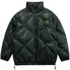 Windproof Leather Parkas Coats Embroidery Winter Jacket Men Solid Color All-match High Street Drawstring Zipper Outwear
