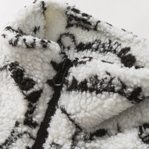 Lambswool Parkas Winter Jacket Men Dinosaur Graffiti Fuzzy Casual Fashion Hip Hop Baggy Oversized Coat Couple Outerwear