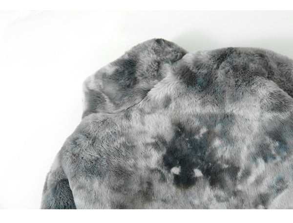 Faux Fur Fleece Winter Jacket Men Tie Dye Printed Fuzzy Jackets Casual Hip Hop Baggy Warm Zipper Coats Couple Outerwear