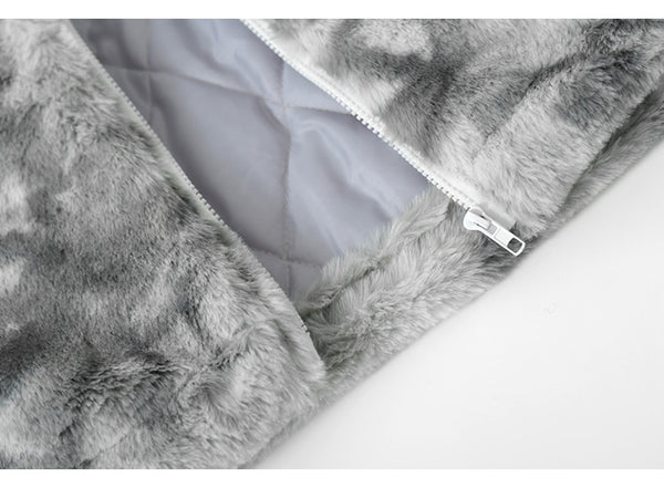 Faux Fur Fleece Winter Jacket Men Tie Dye Printed Fuzzy Jackets Casual Hip Hop Baggy Warm Zipper Coats Couple Outerwear