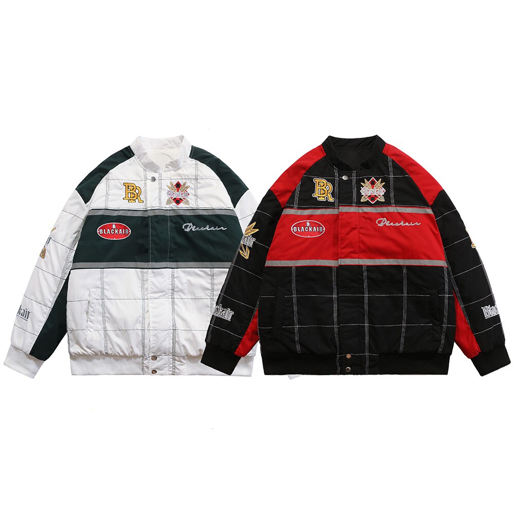 Thicken Baseball Jacket Men Plaid Embroidery Button Bomber Coat Winter Fashion High Street Oversized Jackets Streetwear