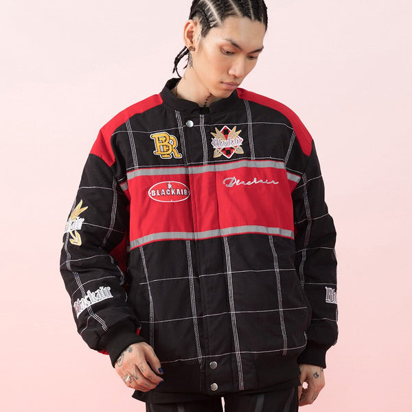 Thicken Baseball Jacket Men Plaid Embroidery Button Bomber Coat Winter Fashion High Street Oversized Jackets Streetwear