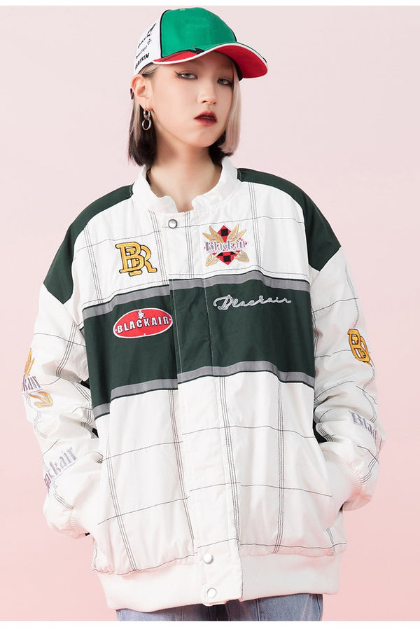 Thicken Baseball Jacket Men Plaid Embroidery Button Bomber Coat Winter Fashion High Street Oversized Jackets Streetwear