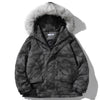 Hooded Parkas Winter Jacket Men Tie Dye Print Cargo Coats Jackets Retro Distressed Fashion Thicken Padded Outerwear Men