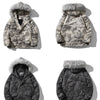 Hooded Parkas Winter Jacket Men Tie Dye Print Cargo Coats Jackets Retro Distressed Fashion Thicken Padded Outerwear Men