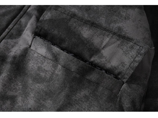 Hooded Parkas Winter Jacket Men Tie Dye Print Cargo Coats Jackets Retro Distressed Fashion Thicken Padded Outerwear Men