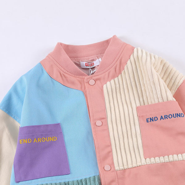 Jacket Men Colorful Patchwork Coat High Street College Style Outwear Youthful Vitality Hipster Casual Couple Streetwear