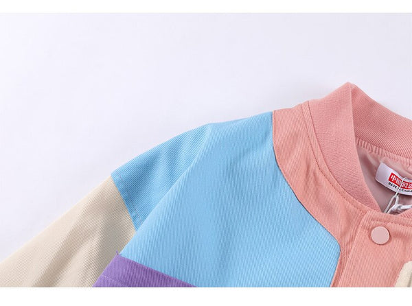 Jacket Men Colorful Patchwork Coat High Street College Style Outwear Youthful Vitality Hipster Casual Couple Streetwear