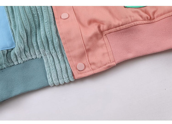 Jacket Men Colorful Patchwork Coat High Street College Style Outwear Youthful Vitality Hipster Casual Couple Streetwear