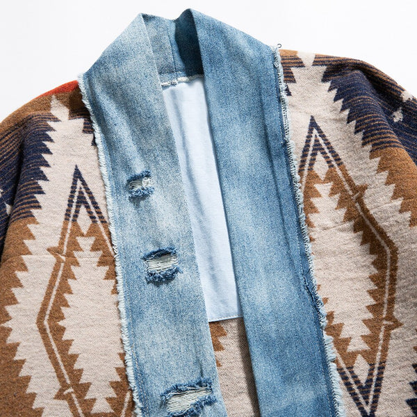 Jacket Men Vintage Folk-custom Totems Robe Japanese Style Casual Loose Fashion Coat Harajuku High Street Outwear Autumn