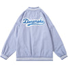 Track Jacket Men Cute Bear Furry Harajuku Letter Patch  Varsity Jacket College Style High Street Couple Coat Streetwear