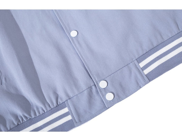 Track Jacket Men Cute Bear Furry Harajuku Letter Patch  Varsity Jacket College Style High Street Couple Coat Streetwear