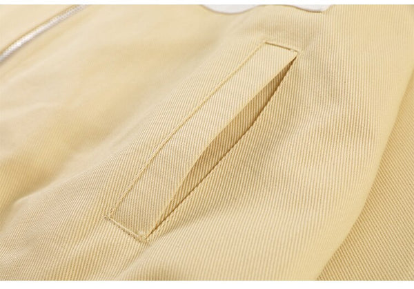 Jackets Men Cartoon Bear Graffiti Letter Print Turn-down Collar Coats Varsity Japanese Fashion All-match Outwear Couple