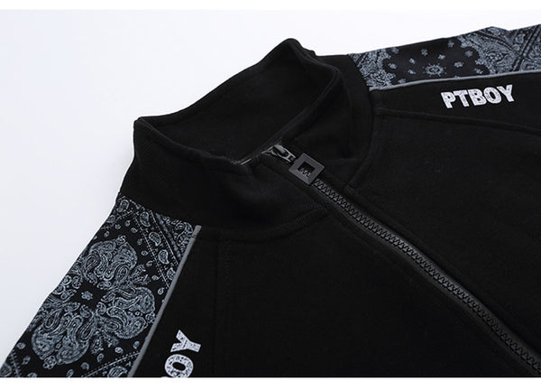 Zipper Jacket Men Retro Patchwork Letter Print Track Jackets Coat Autumn Pocket High Street All-match Streetwear Couple