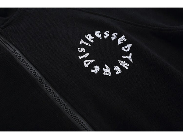 Zipper Jacket Men Retro Patchwork Letter Print Track Jackets Coat Autumn Pocket High Street All-match Streetwear Couple