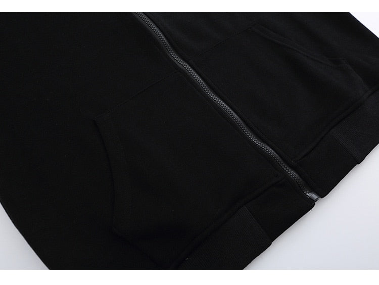 Zipper Jacket Men Retro Patchwork Letter Print Track Jackets Coat Autumn Pocket High Street All-match Streetwear Couple