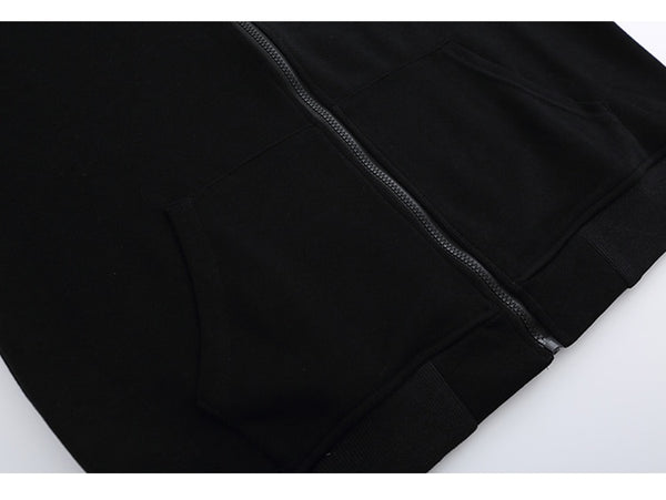 Zipper Jacket Men Retro Patchwork Letter Print Track Jackets Coat Autumn Pocket High Street All-match Streetwear Couple