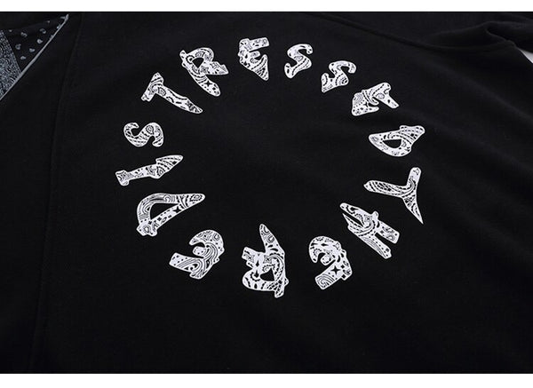 Zipper Jacket Men Retro Patchwork Letter Print Track Jackets Coat Autumn Pocket High Street All-match Streetwear Couple