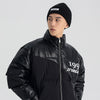 Parka Jacket Men Embroidery Patchwork Pocket Cotton Coat Winter Fashion High Street Cool Warm Cozy Zipper Outwear Black