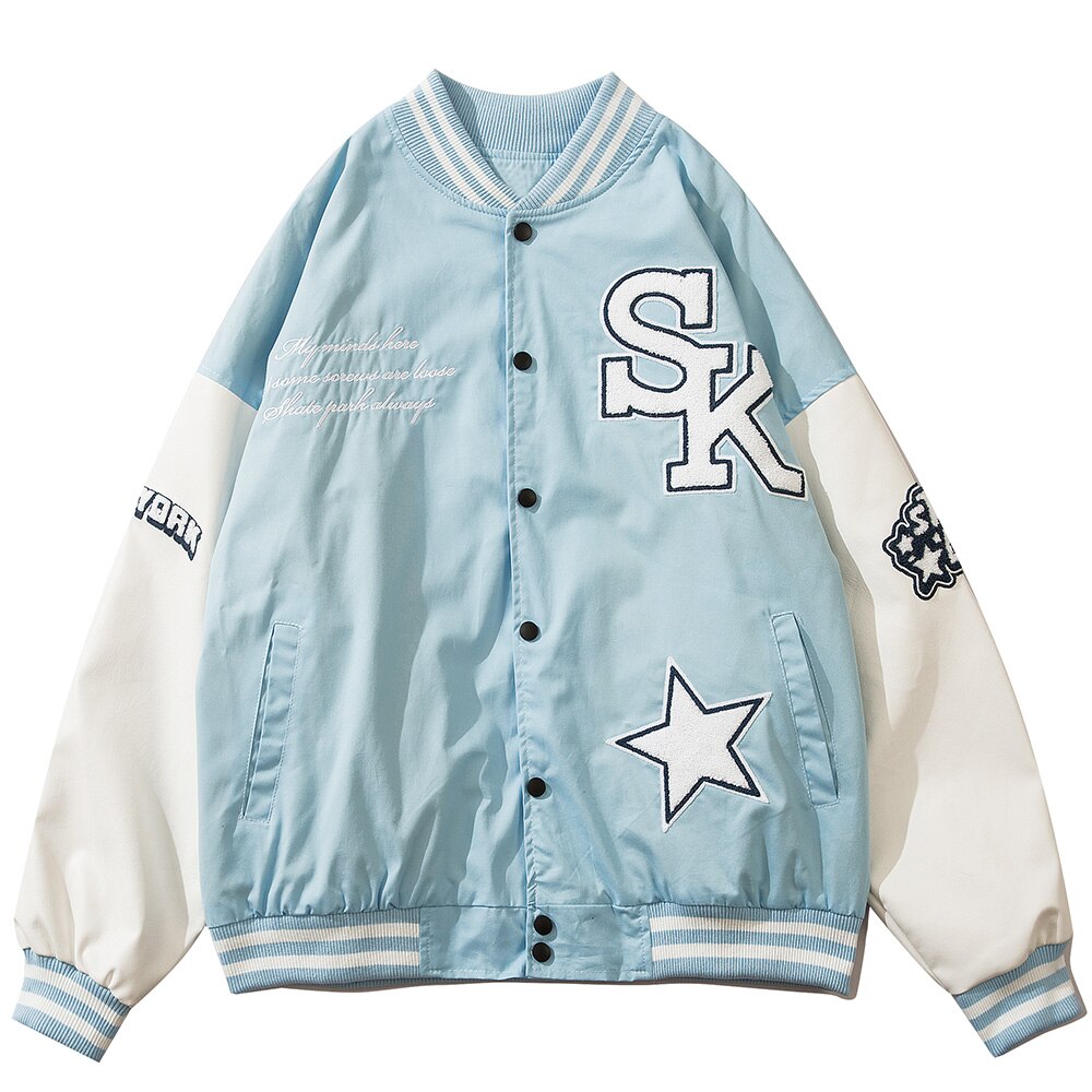 Varsity Jacket Men Furry Embroidery Patchwork Coats Couple Oversize Cozy Punk High Street Fashion Outwear Unisex Autumn