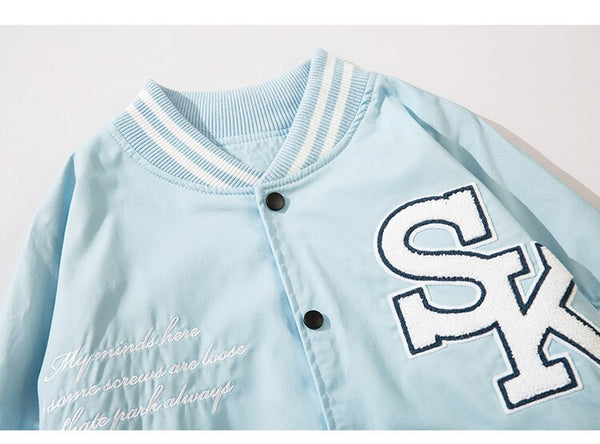 Varsity Jacket Men Furry Embroidery Patchwork Coats Couple Oversize Cozy Punk High Street Fashion Outwear Unisex Autumn