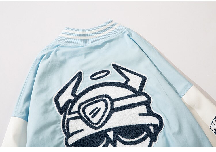 Varsity Jacket Men Furry Embroidery Patchwork Coats Couple Oversize Cozy Punk High Street Fashion Outwear Unisex Autumn