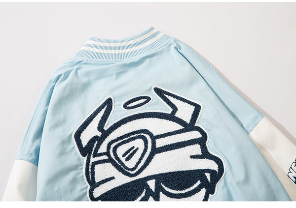 Varsity Jacket Men Furry Embroidery Patchwork Coats Couple Oversize Cozy Punk High Street Fashion Outwear Unisex Autumn