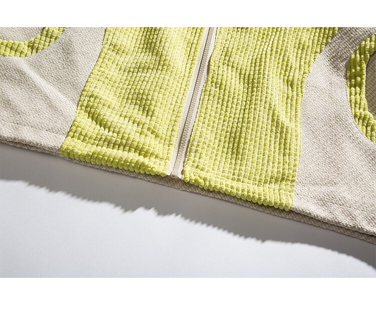 Track Jacket Men Color Block Drawstring Zipper Coats Autumn Loose Cozy Retro Harajuku Fashion Outwear Couple Streetwear