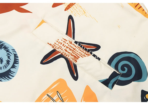 Winter Jacket Men Colorful Cartoon Fish Print Hooded Coat Zipper Casual High Street Harajuku Windbreaker Couple Outwear