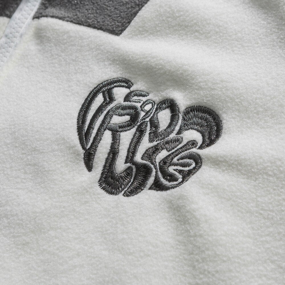 Jacket Men Letter Embroidery Color Block Soft Cozy Zipper Coats Unisex Casual Retro Simple Fashion Thick Outwear Winter