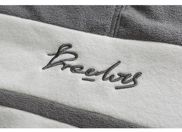 Jacket Men Letter Embroidery Color Block Soft Cozy Zipper Coats Unisex Casual Retro Simple Fashion Thick Outwear Winter