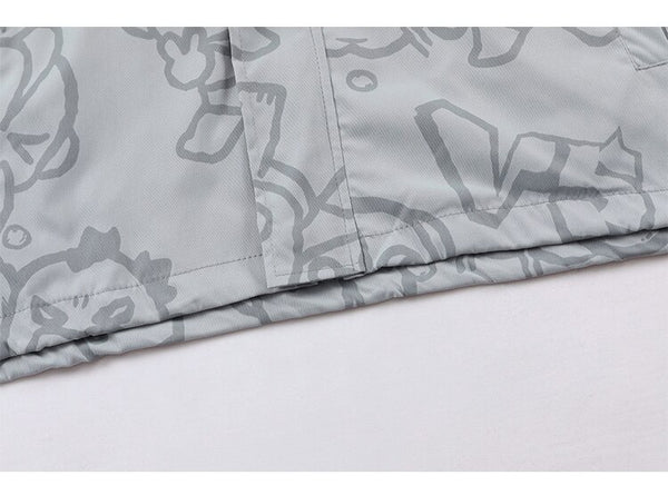 Funny Cute Cartoon Print Hooded Jacket Men Zipper Loose Harajuku High Street Fashion Windbreaker Coat Couple Streetwear