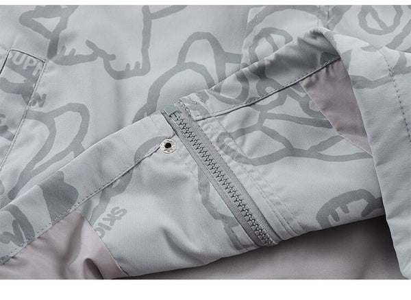 Funny Cute Cartoon Print Hooded Jacket Men Zipper Loose Harajuku High Street Fashion Windbreaker Coat Couple Streetwear