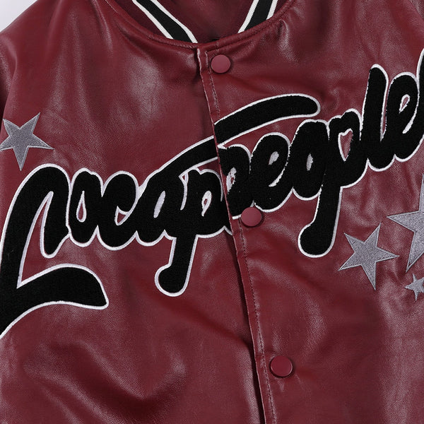 Jacket Men Furry Letter Star Leather Oversized Bomber Coats Couple All-match College Style High Street Baseball Outwear