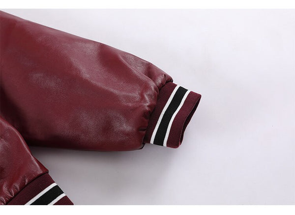 Jacket Men Furry Letter Star Leather Oversized Bomber Coats Couple All-match College Style High Street Baseball Outwear