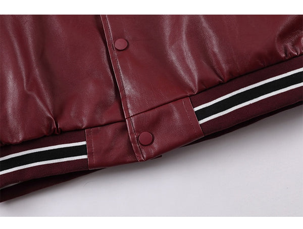 Jacket Men Furry Letter Star Leather Oversized Bomber Coats Couple All-match College Style High Street Baseball Outwear