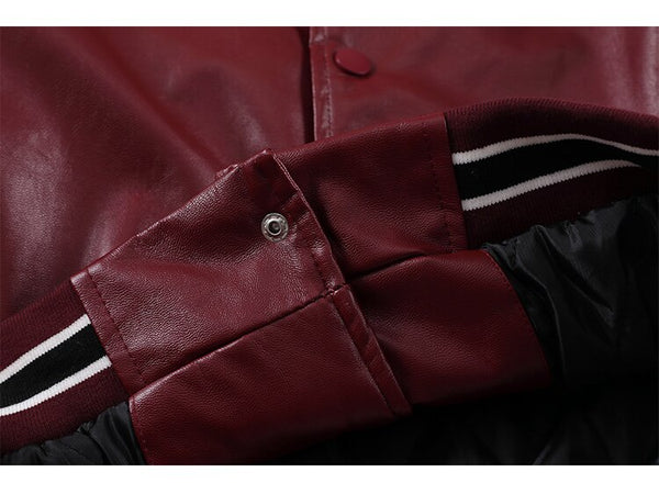 Jacket Men Furry Letter Star Leather Oversized Bomber Coats Couple All-match College Style High Street Baseball Outwear