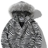 Parka Jacket Men Zebra Striped Print Thick Hooded Jackets Coat Loose Casual Retro Hip Hop Fashion Padded Outwear Winter