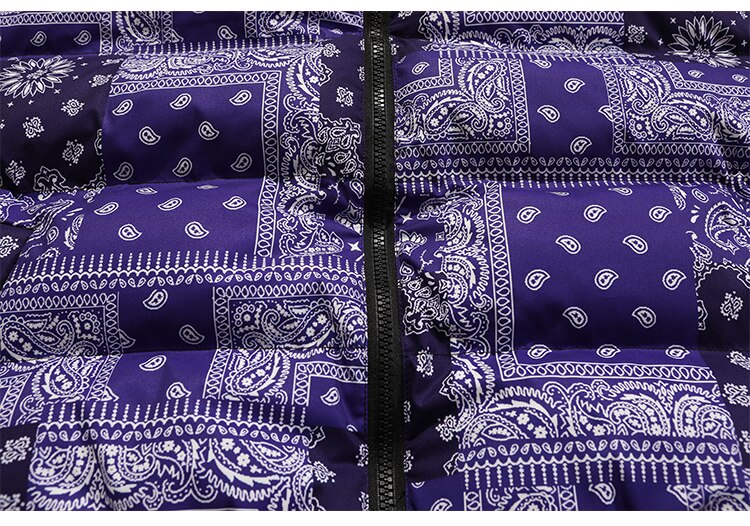 Parka Winter Jacket Men Furry Letter Paisley Printed Patchwork Hip Hop Fashion Loose Warm Cozy Sleeves Detachable Coats