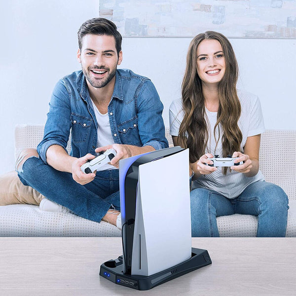 For Playstation PS5 Game Console Vertical Stand With 3 USB HUBs Game Console Multifunctional Charging Cooling Fan Base For PS5