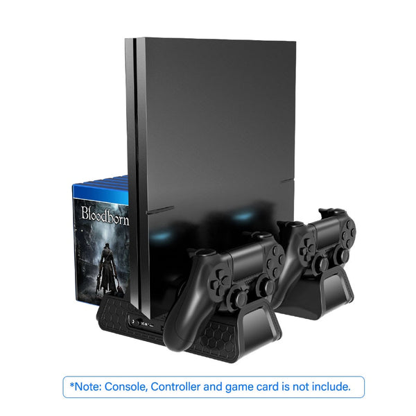 PS4/PS4 Slim/PS4 Pro Vertical Cooling Stand Dual Controller Station Charger Game Storage Cooling Fan For SONY Playstation 4