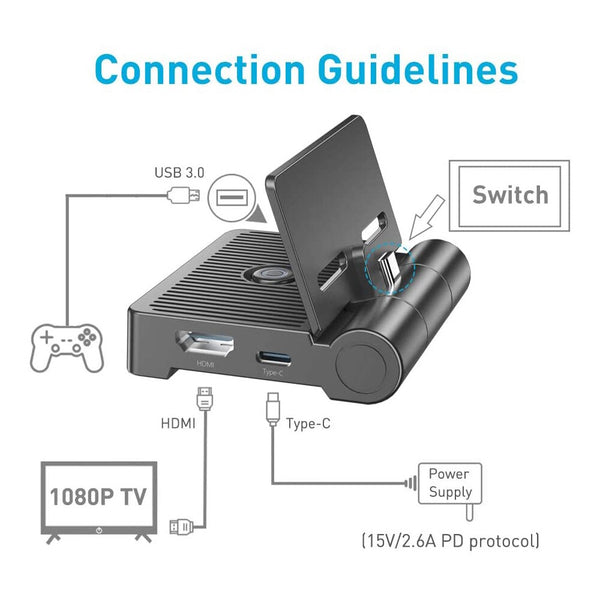 Portable TV Dock Station HDMI Adapter for Nintendo Switch Converter Charging Dock Bracket Play Stand Holder