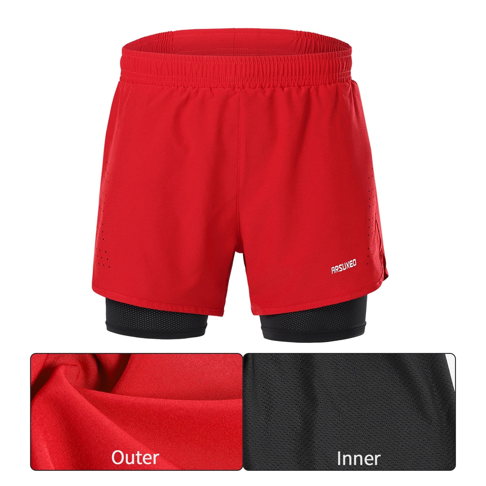 Men Running Shorts Outdoor Sports Training Exercise Jogging Gym Fitness 2 in 1 Shorts with Longer Liner Quick dry