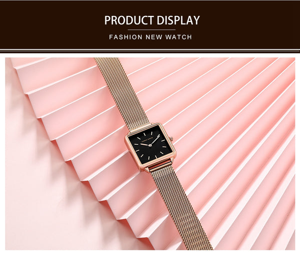 Arrival Full Solid Stainless Steel Square Dial Japan Movement Quartz Gift Rose Gold Ladies Top Brand Watches for Women