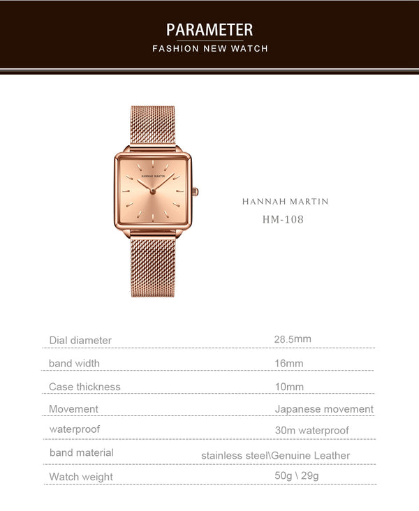 Arrival Full Solid Stainless Steel Square Dial Japan Movement Quartz Gift Rose Gold Ladies Top Brand Watches for Women