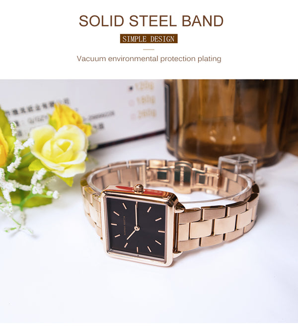Arrival Full Solid Stainless Steel Square Dial Japan Movement Quartz Gift Rose Gold Ladies Top Brand Watches for Women