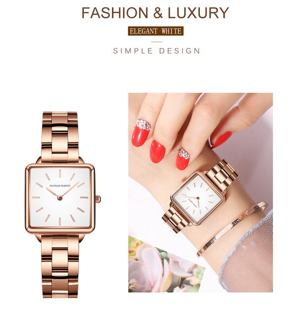 Arrival Full Solid Stainless Steel Square Dial Japan Movement Quartz Gift Rose Gold Ladies Top Brand Watches for Women