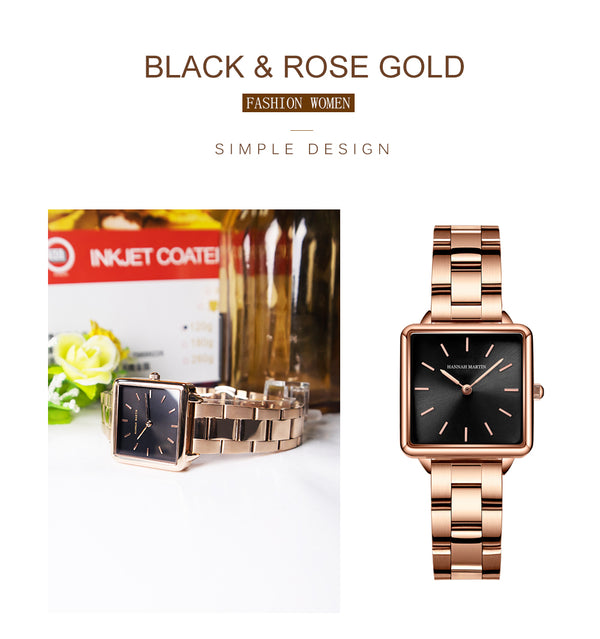 Arrival Full Solid Stainless Steel Square Dial Japan Movement Quartz Gift Rose Gold Ladies Top Brand Watches for Women