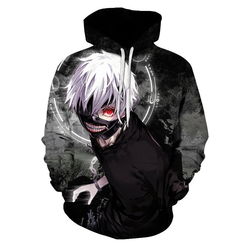 Men/women Tracksuits Tops Print Hooded Anime Tokyo Ghoul Kaneki Ken 3D Hoodies Thin Autumn Sweatshirts | Vimost Shop.