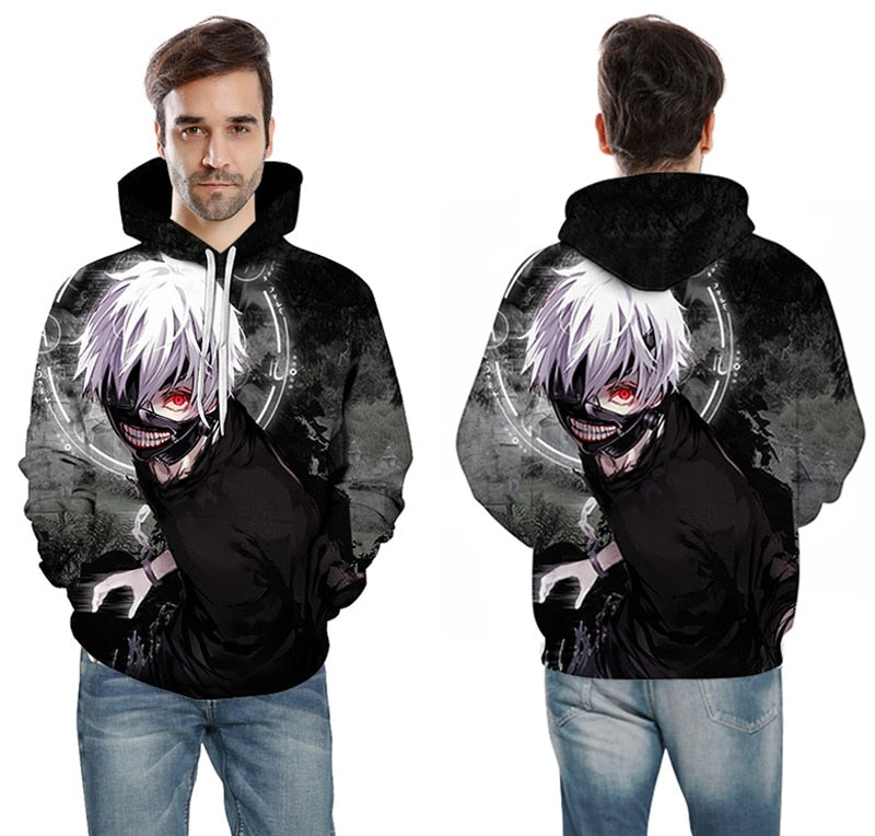 Men/women Tracksuits Tops Print Hooded Anime Tokyo Ghoul Kaneki Ken 3D Hoodies Thin Autumn Sweatshirts | Vimost Shop.